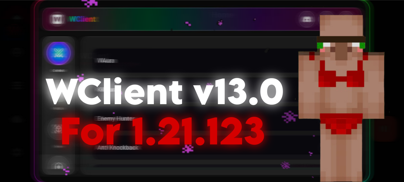 WClient v13.0 Minecraft 1.21.123 support
